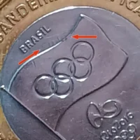 Moeda entrega da bandeira olímpica 1 real 2012 com defeito